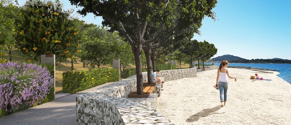 Vizualizacija arboretuma s mediteranskim biljem uz obalnu šetnicu