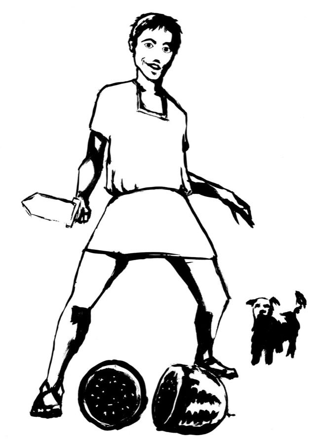 Ilustracija: Kvint s lubenicama i psom