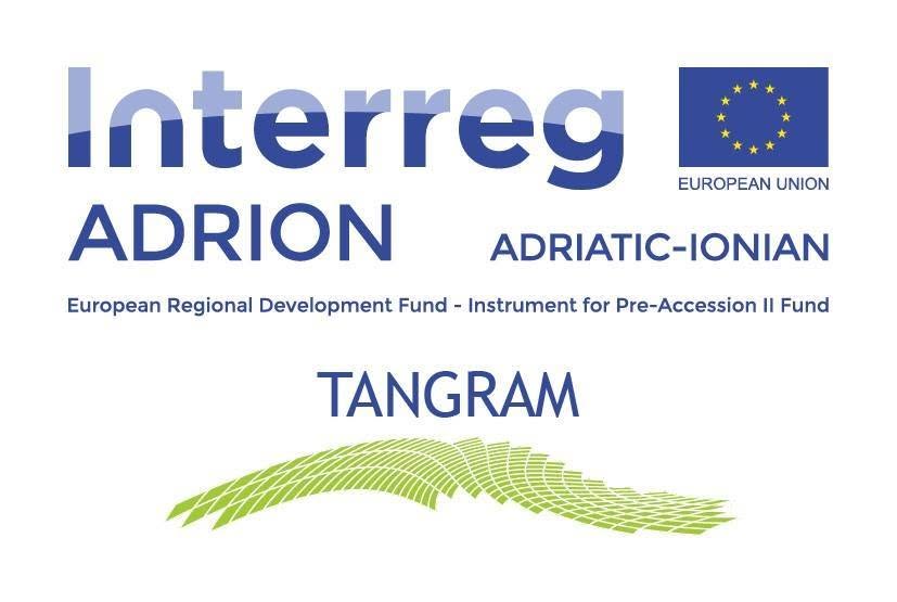 Logo Interreg ADRION Adriatic-Ionian TANGRAM i zastava Europske unije